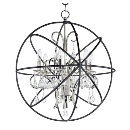 Maxim Lighting 25144ARPN Orbit 6 Light Chandelier Anthracite Polished Nickel with clear crystal accents front view