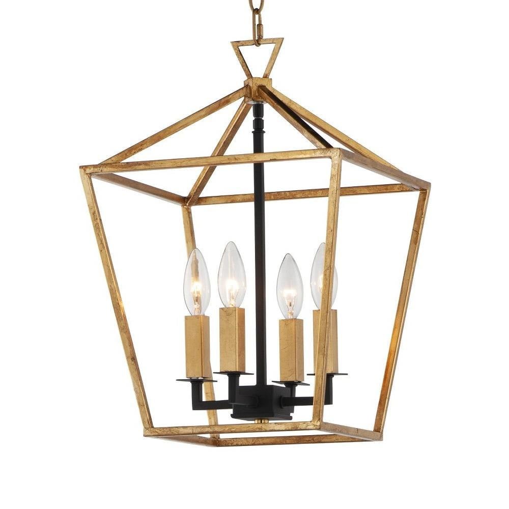 Maxim Lighting 25152TXBPN Abode 4 Light 12 Inch Textured Black/Polished Nickel Chandelier Ceiling Light