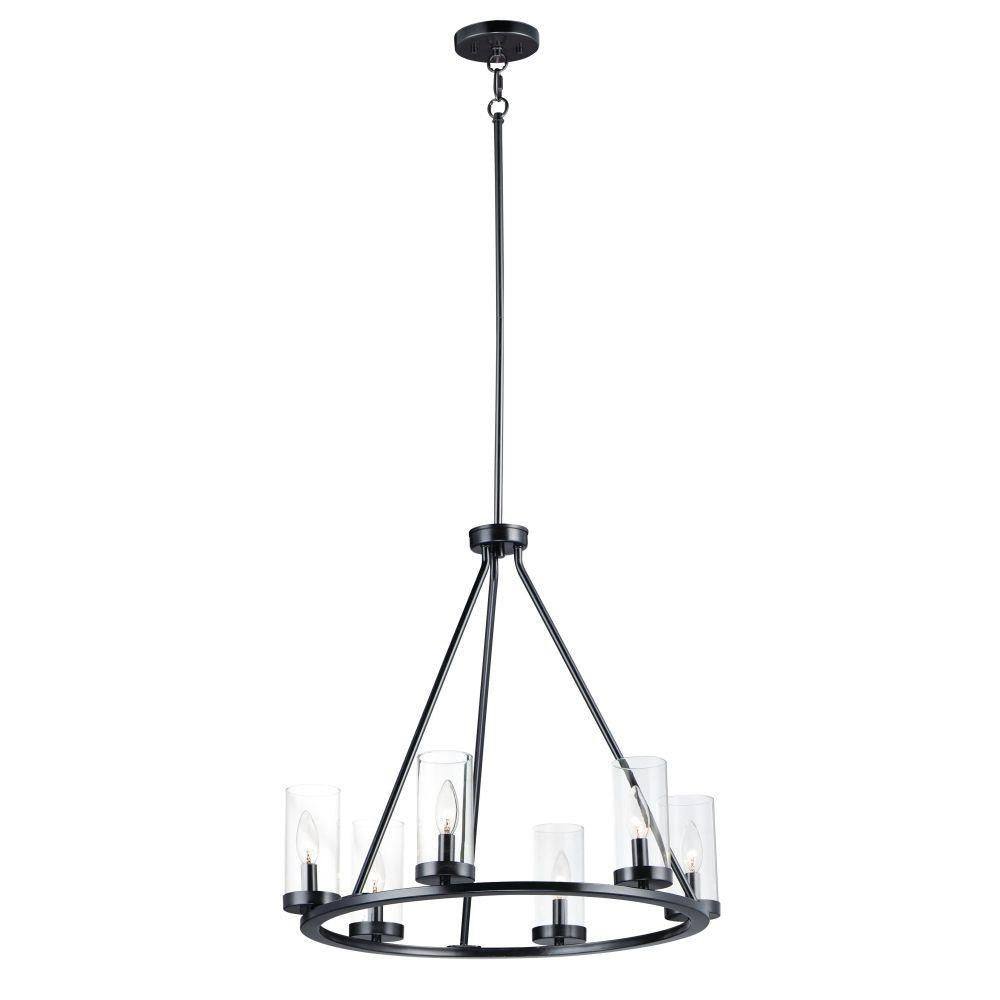Maxim Lighting 25255CLBK Sentinel 6 Light 24 Inch Black Chandelier Ceiling Light