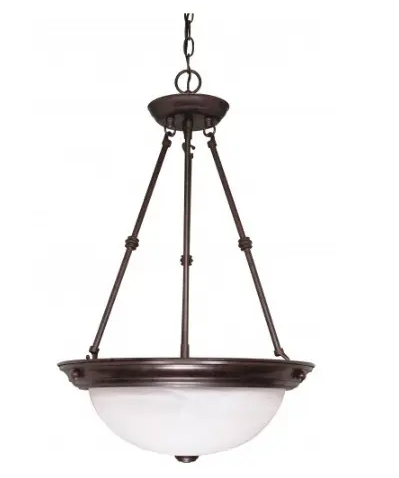 Nuvo 60-211 15" Hanging Pendant Light Fixture, Old Bronze, Alabaster Glass