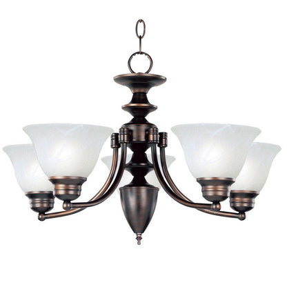 Maxim Lighting 2699MROI Malaga 5 Light Oil Rubbed Bronze Chandelier with Frosted Glass Shades