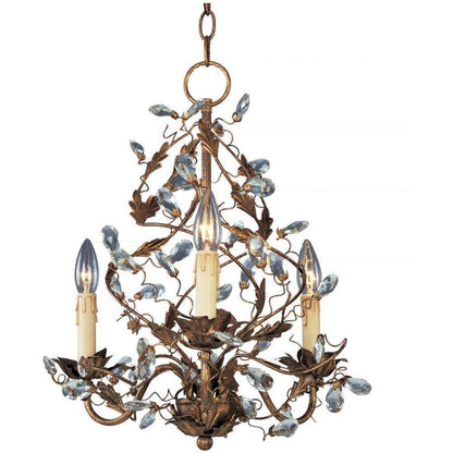 Maxim Lighting 2850EG Elegante 3 Light Etruscan Gold Mini Chandelier with Crystal Accents