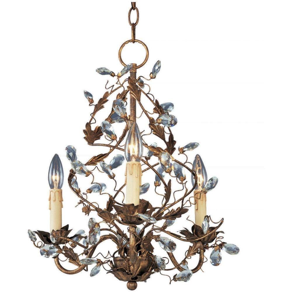 Maxim Lighting 2850OI Elegante 3 Light Oil Rubbed Bronze Mini Chandelier with Crystal Accents