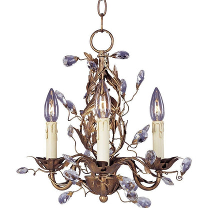Maxim Lighting 2855OI Elegante 3 Light Oil Rubbed Bronze Mini Chandelier with Crystal Accents on White Background