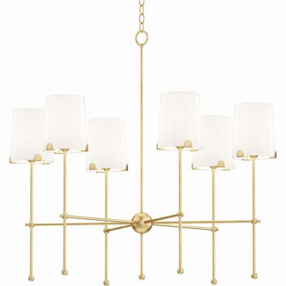Maxim Lighting 32366WTSBR Huntington 6 Light 34 Inch Satin Brass Chandelier Ceiling Light