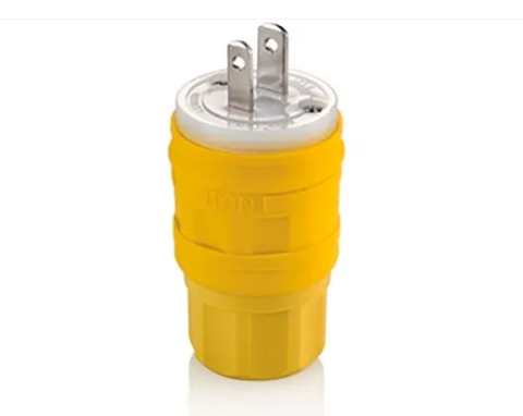 Leviton 14W04 Yellow WETGUARD PLUG NON-GROUNDING 15A 125V