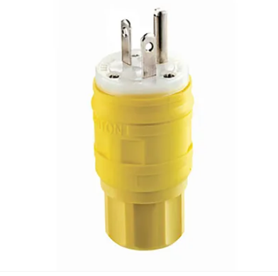 Leviton 14W33 Straight Blade Plug, 20A, 125V, Screw Terminal, Watertight, 14W Series
