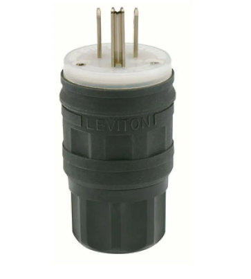 Leviton 14W47-B Industrial Grade Plug, Wetguard 15 Amp, 125 Volt