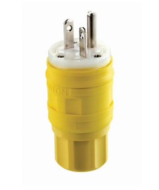 Leviton 14W48 Industrial Grade Plug, Wetguard 20 Amp, 250 Volt