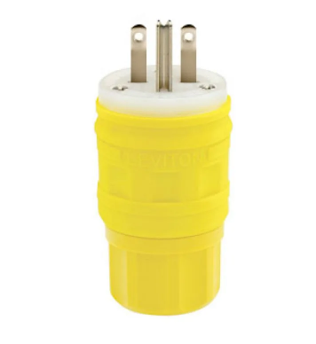 Leviton 14W49 Industrial Grade Plug, Wetguard 15 Amp, 250 Volt