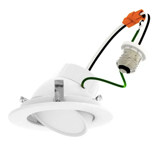 Keystone KT-LED8RD-4C-9CSF-DIM-G LED Residential Retrofit Gimbal, 4" Round, Multi-Color Temperature, Voltage 120V, Wattage 8W, TRIAC Dimming, E26 Adapter Included