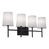 AFX Lighting ROSV2711CBBK Rose 4 Light 27 Inch Bath Vanity Light In Black With White Linen Shade