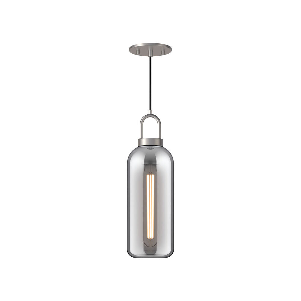 Alora Mood PD401505BNSM Soji 1 Light 5.13 -Inch Brushed Nickel Pendant Ceiling Light in Smoked Finish
