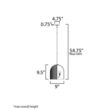 Maxim Lighting 15121CRBK Dune 1 Light Matte Black Pendant - Dimension Diagram