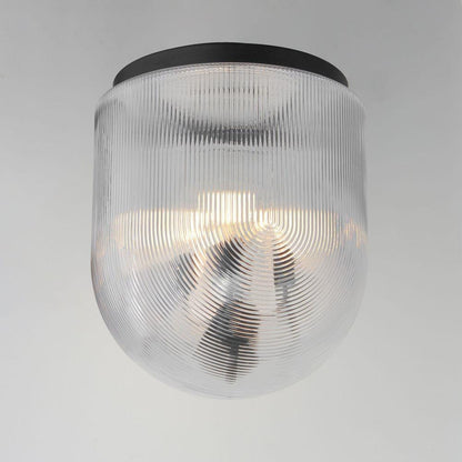 Maxim Lighting 15122CRBK Dune 4 Light Semi-Flush Mount - Installed View Showing Black Canopy and Ribbed Glass Globe