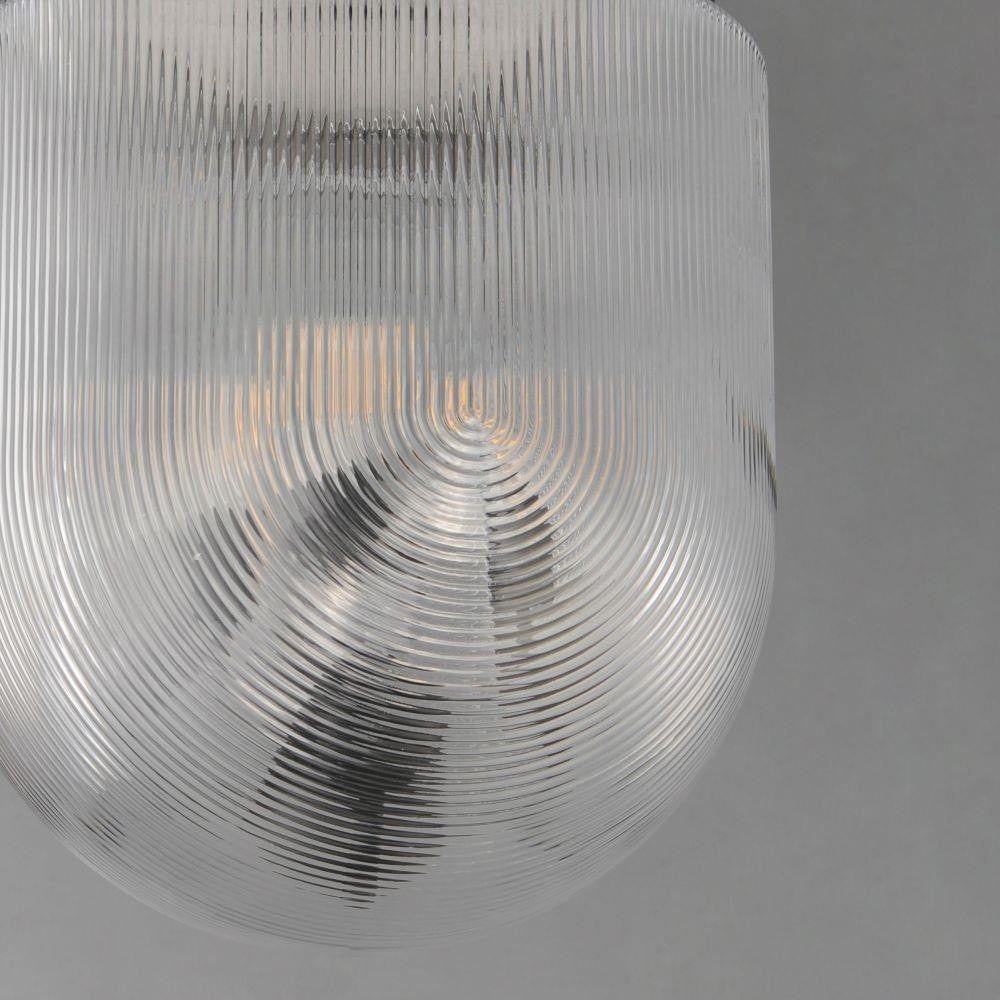 Maxim Lighting 15122CRBK Dune Semi-Flush Mount - Close-Up Detail of Concentric Ribbed Clear Glass Shade