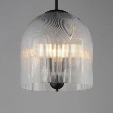 Maxim Lighting 15123CRBK Dune Pendant - Detail View of Ribbed Glass Shade
