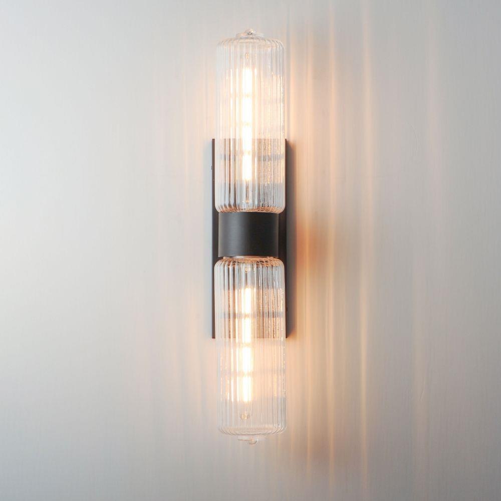 Maxim Lighting 15192CROI Kasbah 2 Light Oil Rubbed Bronze Wall Sconce illuminated and installed on wall