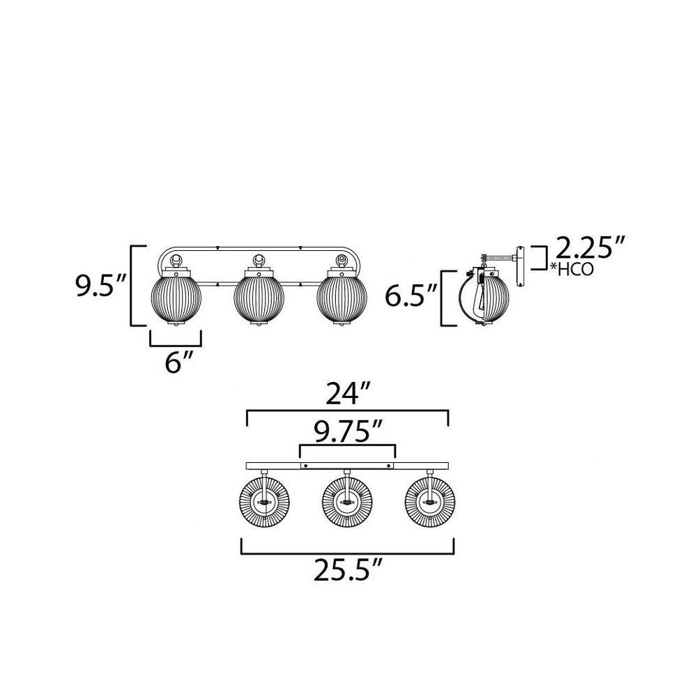 Maxim Lighting 15193CROI Kasbah Bath Vanity Wall Light Dimensions Diagram