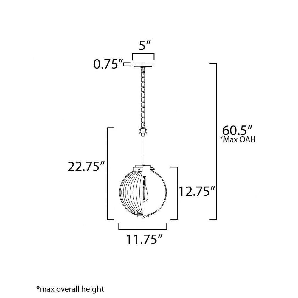 Maxim Lighting 15194CRSN Kasbah Pendant Ceiling Light Dimensions Diagram