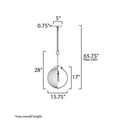 Maxim Lighting 15196CRSN Kasbah Pendant Ceiling Light Dimensions Diagram