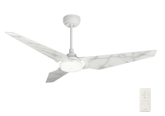 Carro USA SFR563B-L12-W7-1 Kaj Contemporary White LED 56" Home Ceiling Fan, White/Marble Finish