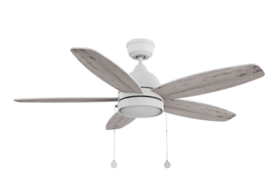 Carro USA CFP485Q5-L11-WP-1 Greenwood Modern White LED 48" Ceiling Fan, White/Whitewashed Finish