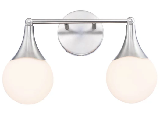 SDQ Lighting VL36802SN Verre Opalin 15" Modern Opal Glass Wall Sconce, Wattage 120W, Satin Nickel Finish