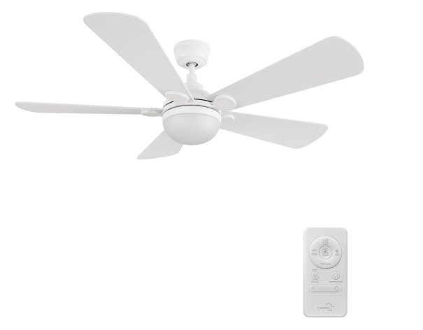 Carro USA CFR525Q4-L11-W1-1 Zephyr Contemporary White LED 52" Ceiling Fan, White Finish