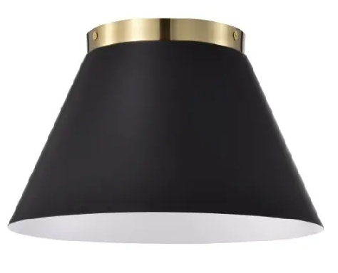 Nuvo 60-7417 Dover Flush Mount, 3-Light, Wattage 60W, Voltage 110V, Black/Vintage Brass, Small