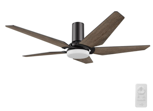 Carro USA SFR525B-L22-BS-1-FM Kaj Modern Black LED 52" Ceiling Fan, Black/Barnwood Finish