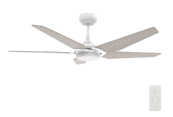 Carro USA SFR525B-L22-W6-1 Kaj Modern White LED 52" Ceiling Fan, White/Light Chestnut Finish