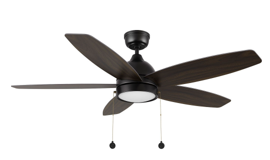 Carro USA CFP525Q5-L11-BG-1 Greenwood Modern LED 52" Home Ceiling Fan, Black Finish