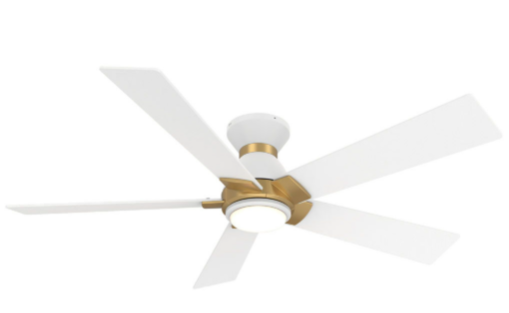 Carro USA SFR525J1-L11-W1-1G-FMA Ascender Modern with Gold LED 52" Ceiling Fan, White Finish