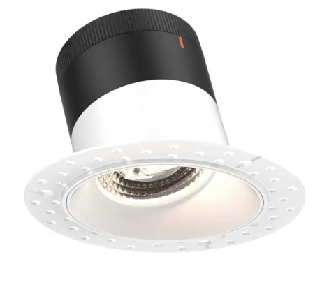 Dals Lighting RC03-CC-35-SLWH-TL Versa 3" LED Sloped Recessed Downlight, Selectable Wattage 8W,10W,12W,  Multi-Color Temperature, 1,000 Lumens, 35° Beam Angle, Voltage 120-347V, White Reflector / Trimless