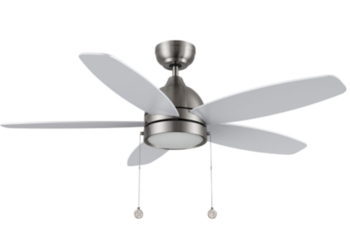 Carro USA CFP485Q5-L11-SJ-1 Greenwood Modern White LED 48" Ceiling Fan, Brushed Nickel/Silver Finish