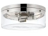 Nuvo 60-7636 Intersection Flush Mount, Small, Wattage 60W, Voltage 120V, Clear Glass/Polished Nickel