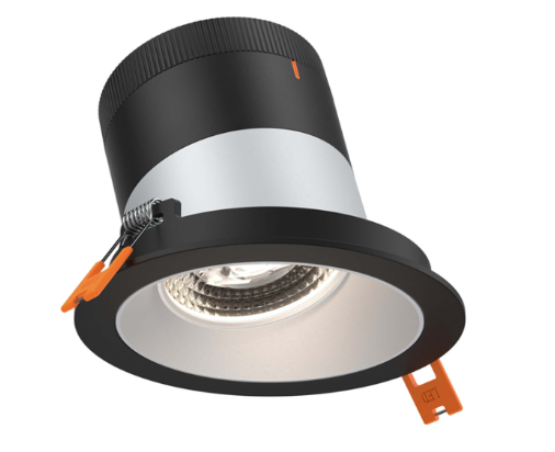 Dals Lighting RC03-CC-35-SLAZ-TBK Versa 3" LED Sloped Recessed Downlight, Selectable Wattage 8W,10W,12W,  Multi-Color Temperature, 1,000 Lumens, 35° Beam Angle, Voltage 120-347V, Alzak Reflector with Black Trim