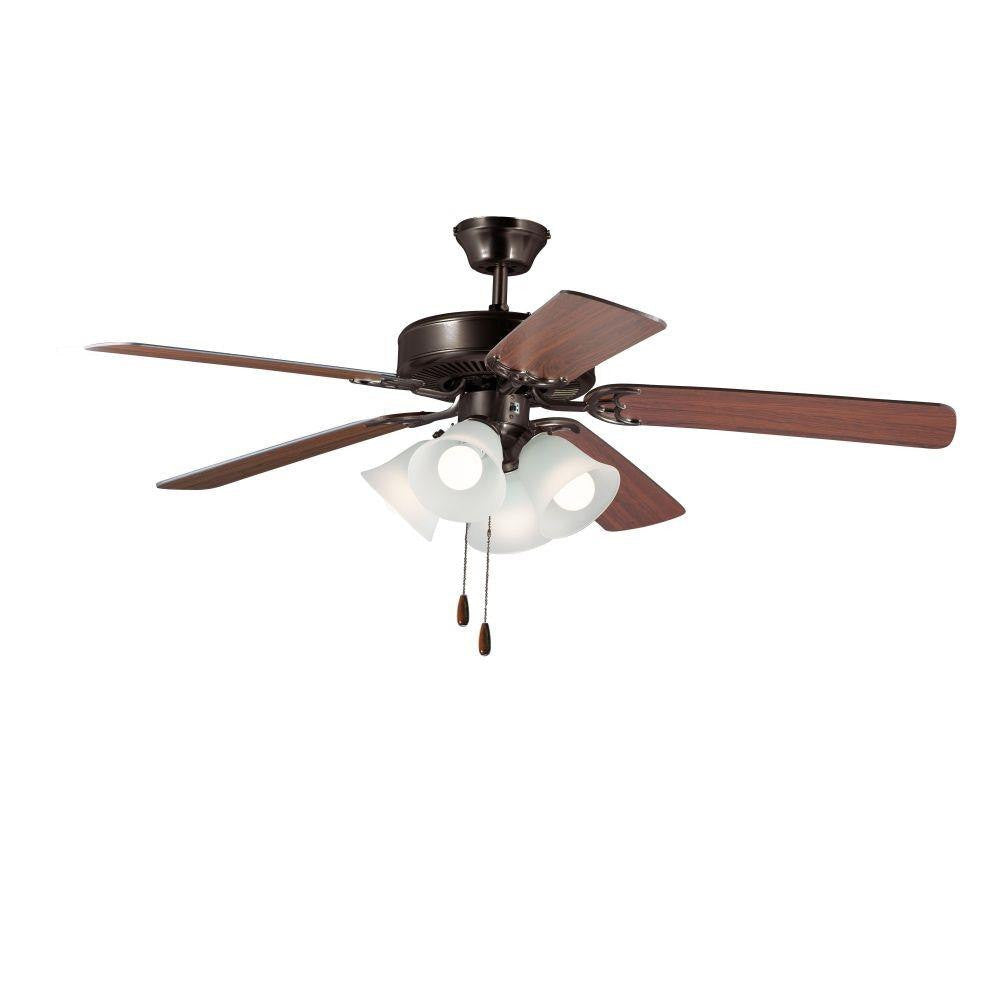 Maxim Lighting 89907FTSNWP Basic Max 52 Inch Ceiling Fan with Light Kit Oil Rubbed Bronze