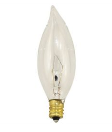 Feit Electric 15CFC-130 Candelabra Screw (E12) Clear Bent Tip Base Light Bulb, Wattage 125W, Voltage 130V,