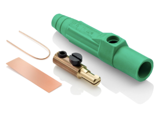 Leviton 15D21-UG 15 Series Cam-Type Male Plug, Contact & Insulator, Detachable, Single Set Screw Termination, #8, #2 AWG, 150A Max, Type 3R When Mated, Green