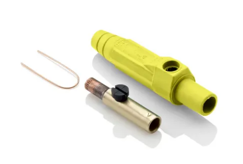 Leviton 15D24-UY 15 Series Cam-Type Female Plug, Contact & Insulator, Detachable, Crimp Tube Termination, #8 - #4 AWG, 140 Amp Max, Type 3R When Mated, Yellow