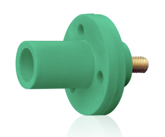 Leviton 15R21-UG 15 Series Cam-Type Male Panel Receptacle, .5" Threaded Stud, #8, #2 AWG, 150A Max, Type 3R "While-in-Use", Green Finish