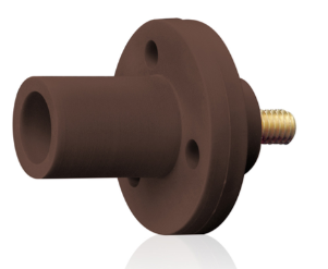 Leviton 15R21-UH 15 Series Cam-Type Male Panel Receptacle, .5" Threaded Stud, #8, #2 AWG, 150A Max, Type 3R "While-in-Use", Brown Finish