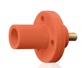 Leviton 15R21-UO 15 Series Cam-Type Male Panel Receptacle, .5" Threaded Stud, #8, #2 AWG, 150A Max, Type 3R "While-in-Use", Orange Finish