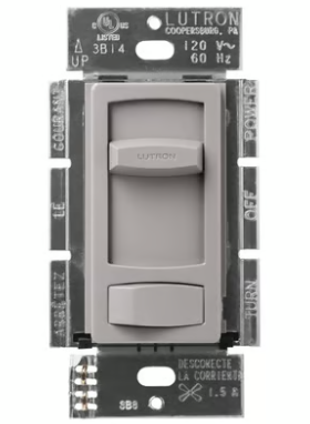 Lutron CTFSQ-FH-GR Skylark Contour Quiet 3-Speed Fan Control, No 1.5A 3-Speed Ceiling Fan, 120V, 1 Pole/3-Way, Gray Finish