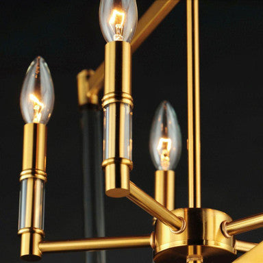 Maxim Lighting 16103CLHR Lucent Chandelier close-up of candelabra bulb sockets and Heritage Brass arms