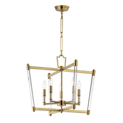 Maxim Lighting 16103CLHR Lucent 5 Light Heritage Brass Chandelier full view with chain on white background