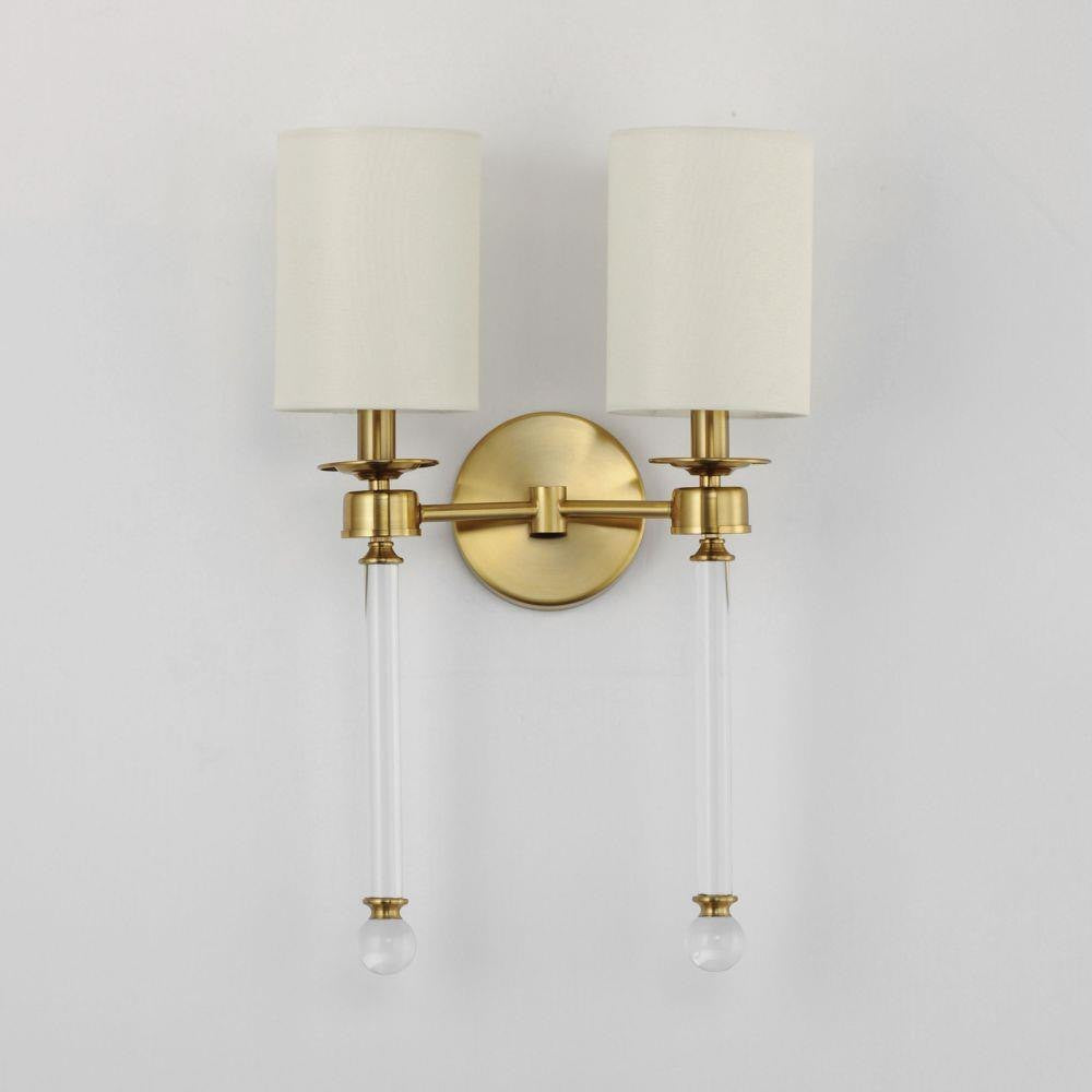 Maxim Lighting 16108WTCLHR Lucent 2 Light Heritage Brass Wall Sconce - Unlit Side Angle View