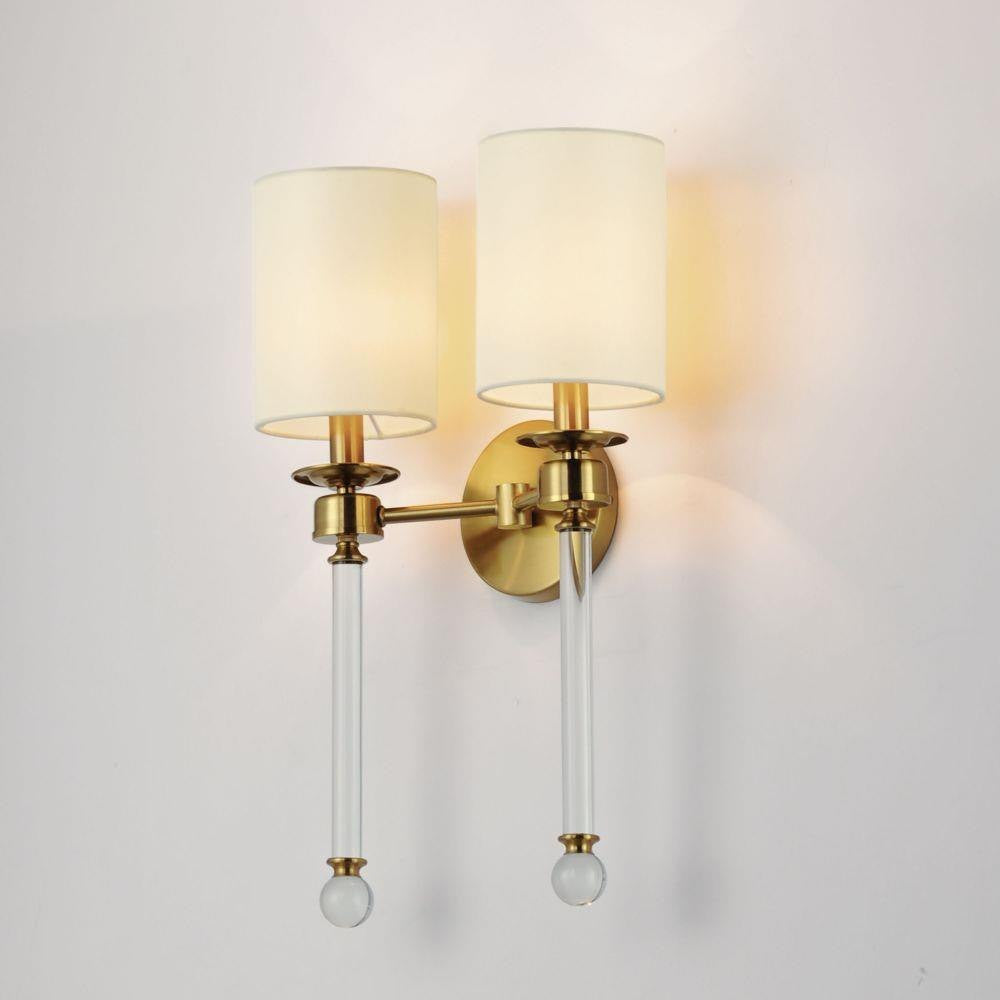 Maxim Lighting 16108WTCLHR Lucent 2 Light Heritage Brass Wall Sconce - Lit Side Angle View